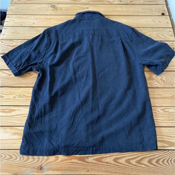 Jamaica Jaxx Button Up Silk Shirt Size Large Men’s Black Short Sleeve - Picture 2 of 7